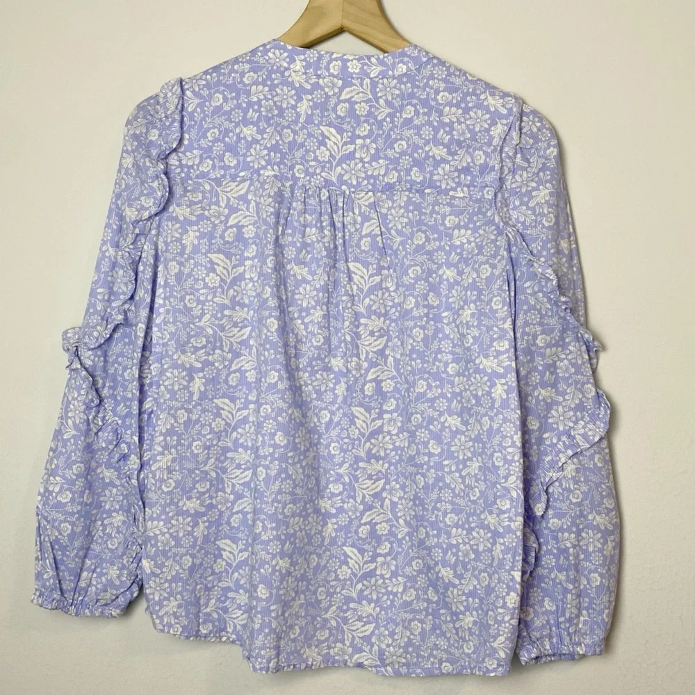 J. Crew Ruffle Sleeve Floral Print Popover Top